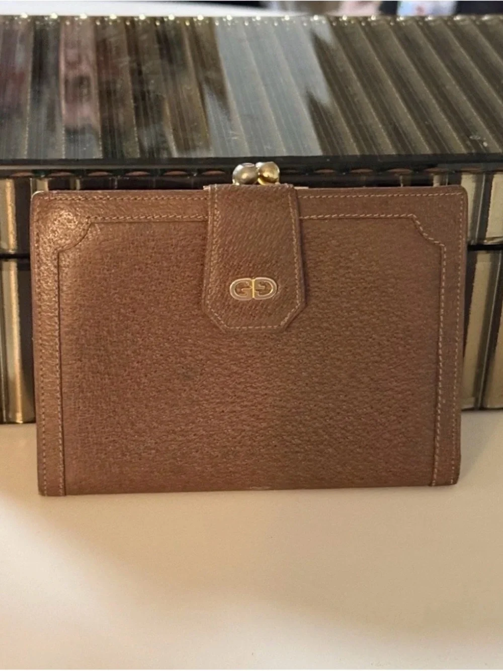 Gucci Brown Leather Wallet with Gold GG Accent